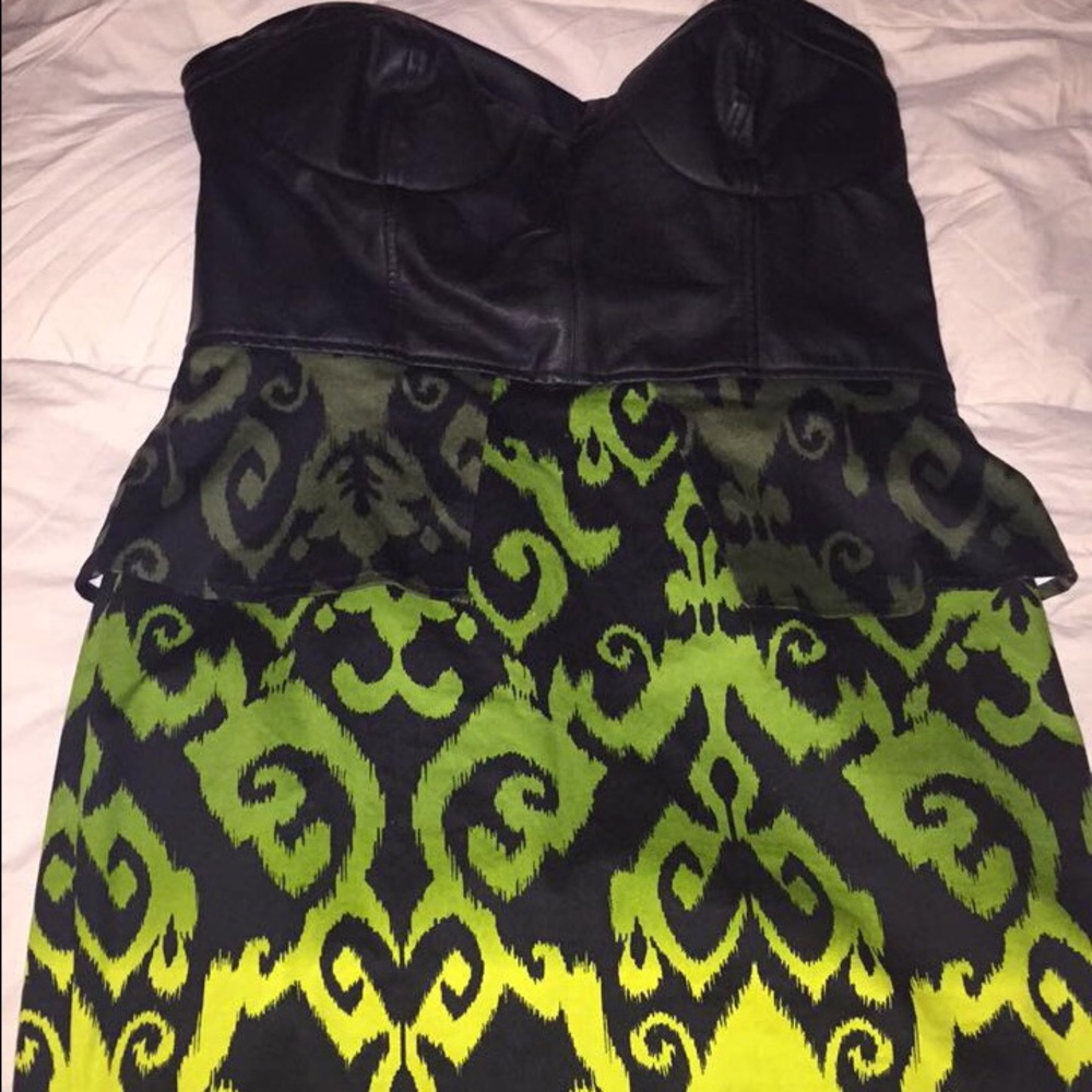 Faux leather sweetheart dress