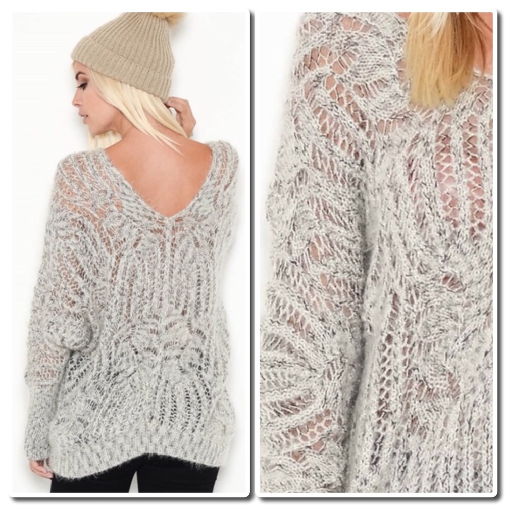 LAST ONE V- Back Loose Knit Sweater - Picture 2 of 4