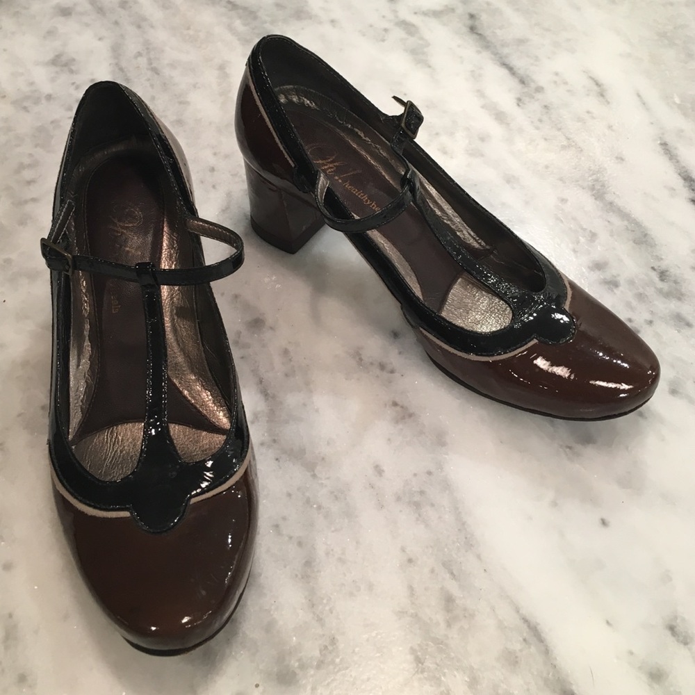 Oh! Healthy Heels Brown & Black Patent Leather