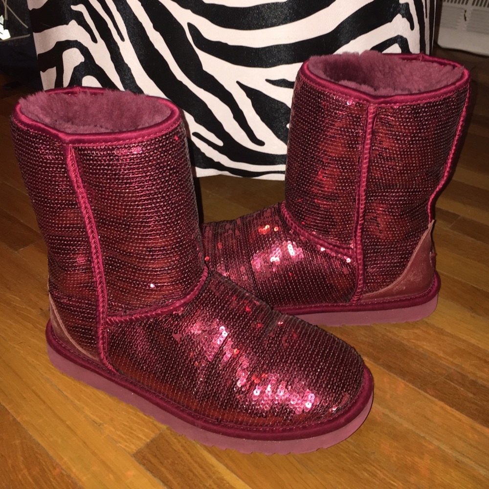 Authentic ruby red sequin UGGS