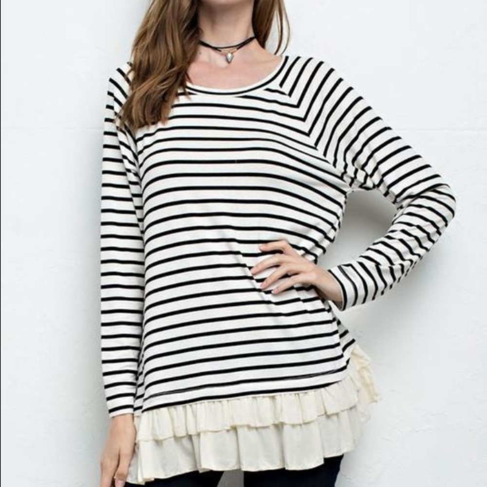New Stripe top with Ruffle detail by Jodifl! - Picture 2 of 2