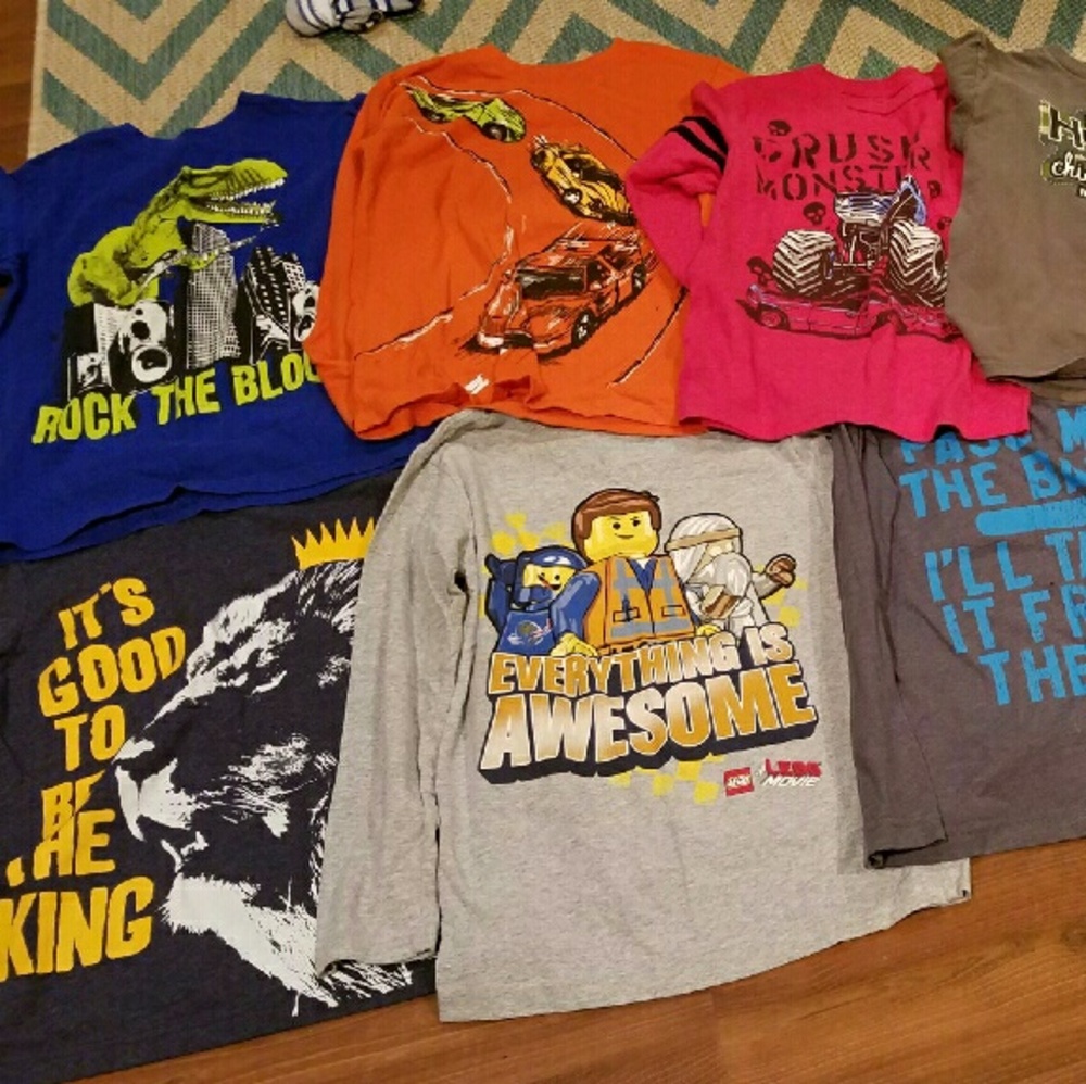 6 boys size 7/8 children place long sleeve shirts