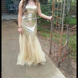 Formal long strapless sequin dress