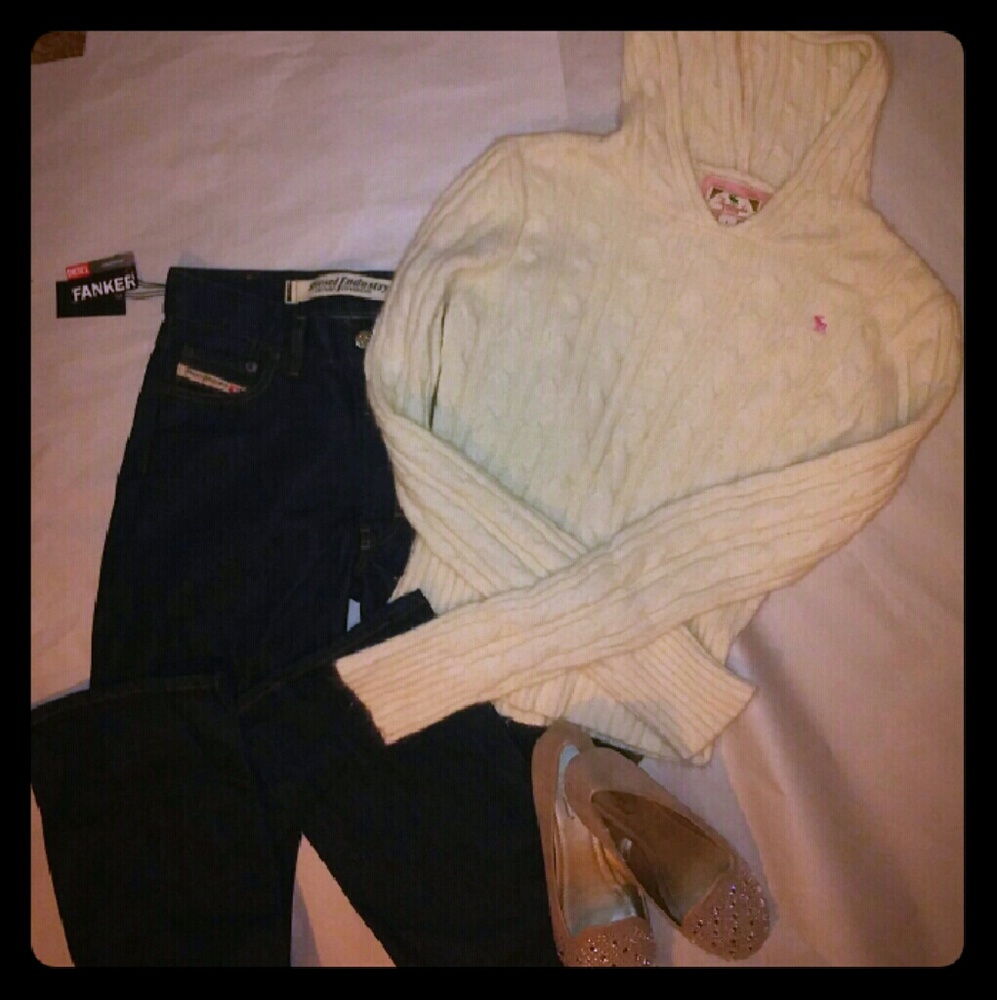 Cozy bundle sweater jeans flats