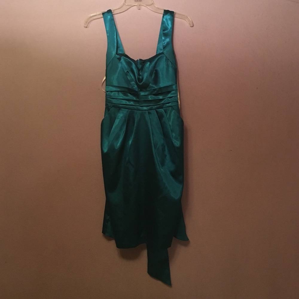 Teal homecoming dress.