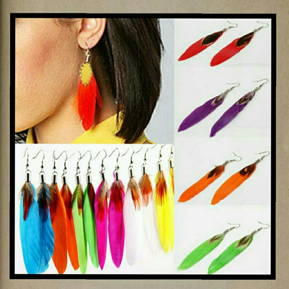 Goose Feather Dangle Earrings NWT