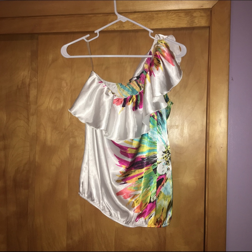 One shoulder silk shirt