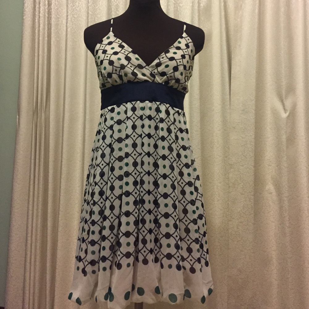 Navy & Hunter Green Geometric Babydoll Dress