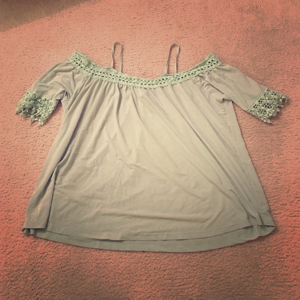 Off the shoulder mint flowing blouse