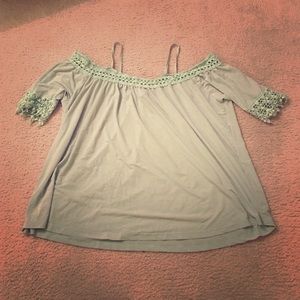 Off the shoulder mint flowing blouse