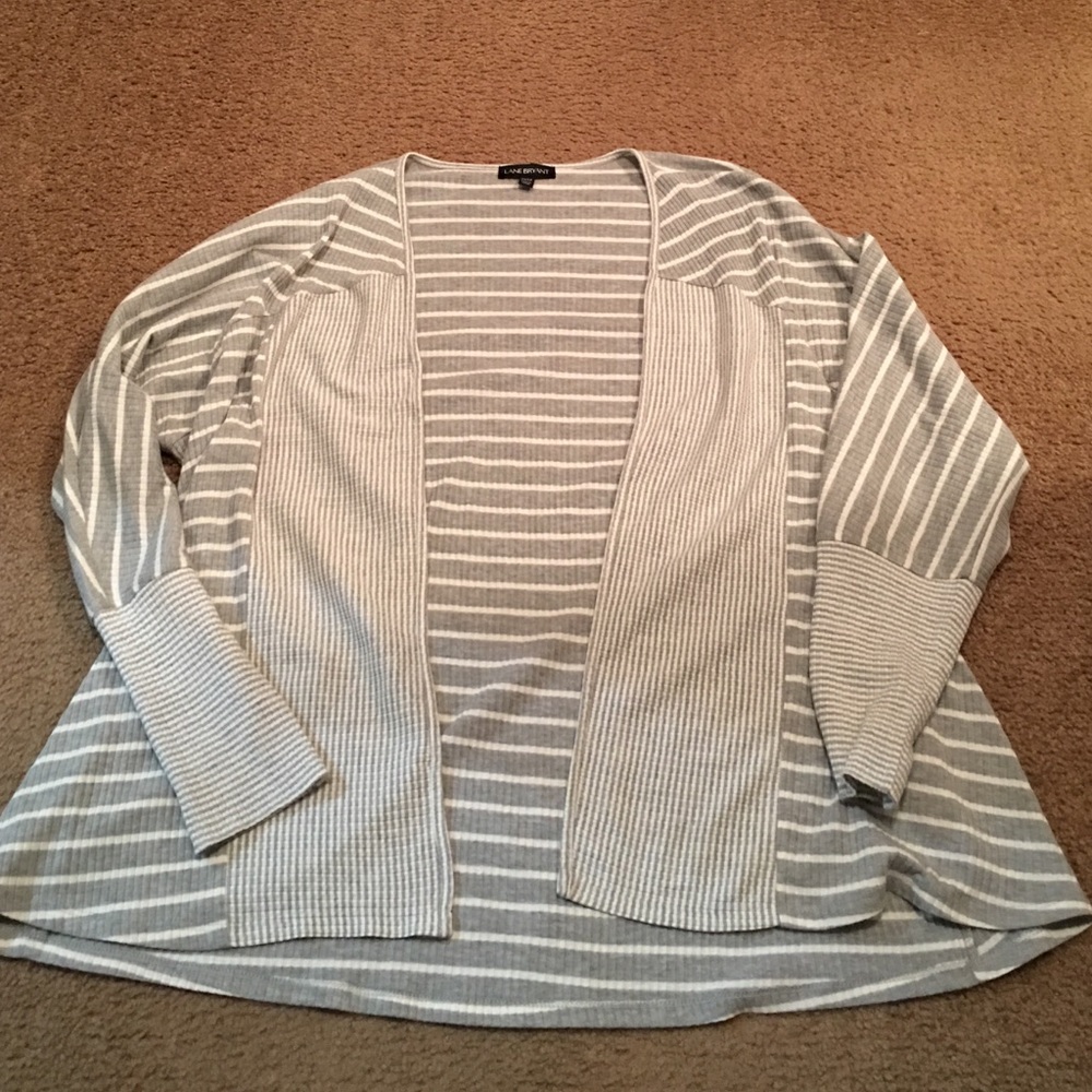 14/16 Lane Bryant gray and white stripe cardigan