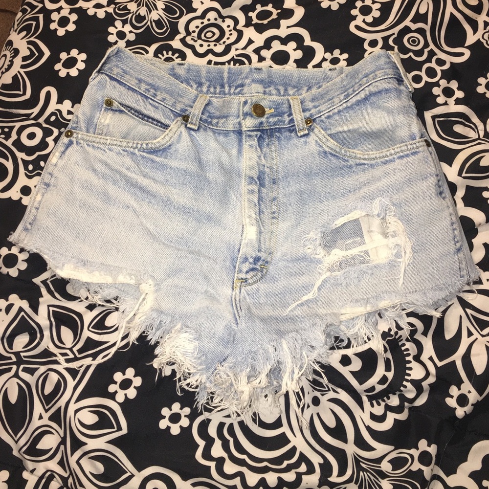 High Waist Distressed Jean Shorts