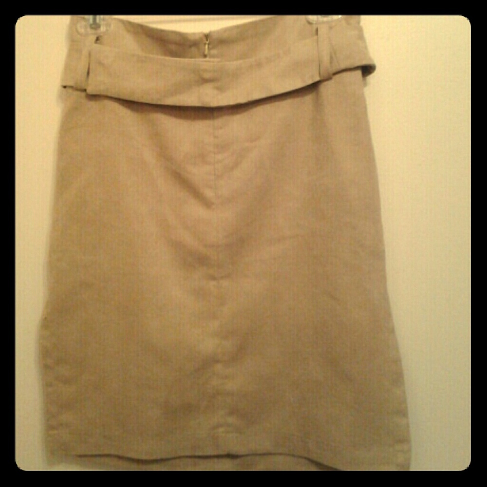 Suede style khaki-colored skirt