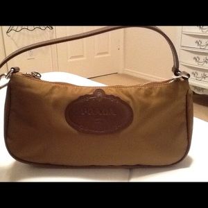 Prada Patent Logo Tessuto Nero Bag/Evening Pouch.