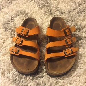 Orange three strap Birkenstocks!!!