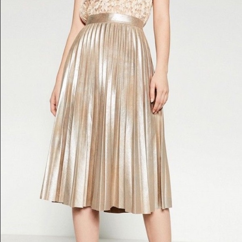 Zara pleated metallic midi skirt.