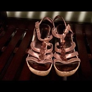 Pesaro Bronze wedge sandals size 6.5