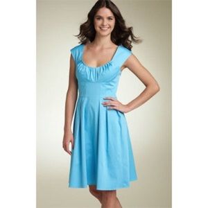 Blue Calvin Klein ruched bodice empire waist dress