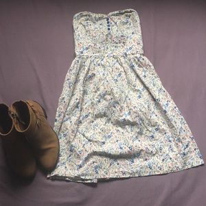 White floral strapless dress Macy's brand