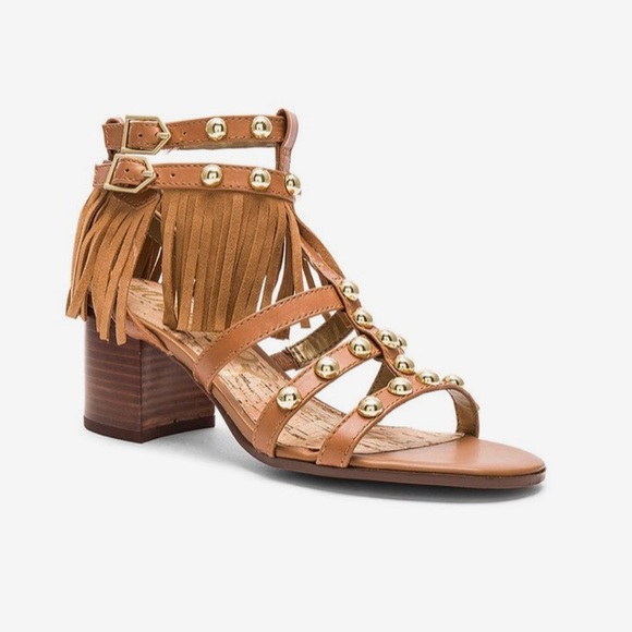 ๐ซSOLD๐ซSam Edelman Studded Fringe Heeled Sandals - Picture 2 of 5