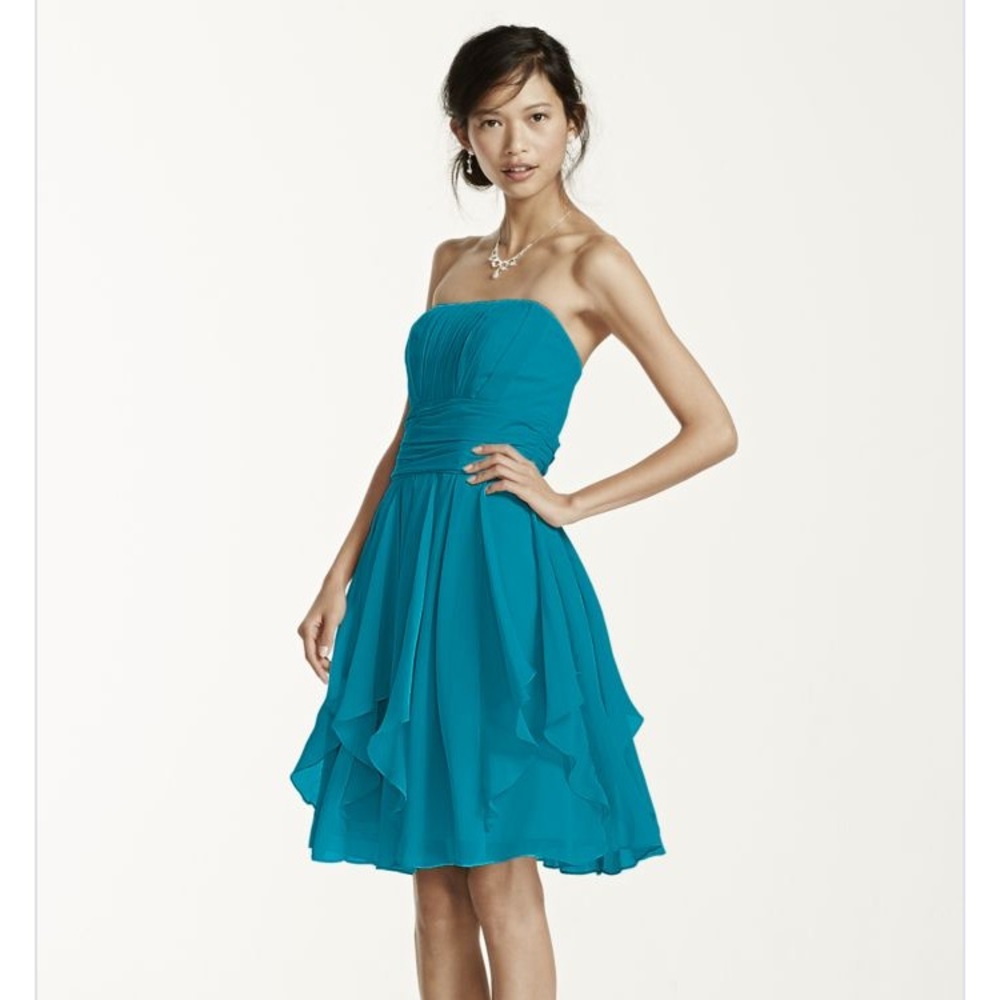 Teal strapless dress from davids bridal