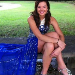 Blue prom dress hi low