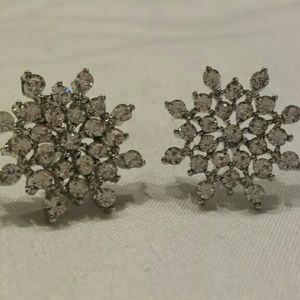 Cubic Zirconia Snowflake Shaped Earrings