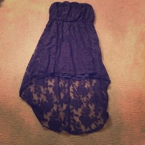 Strapless lace dress.