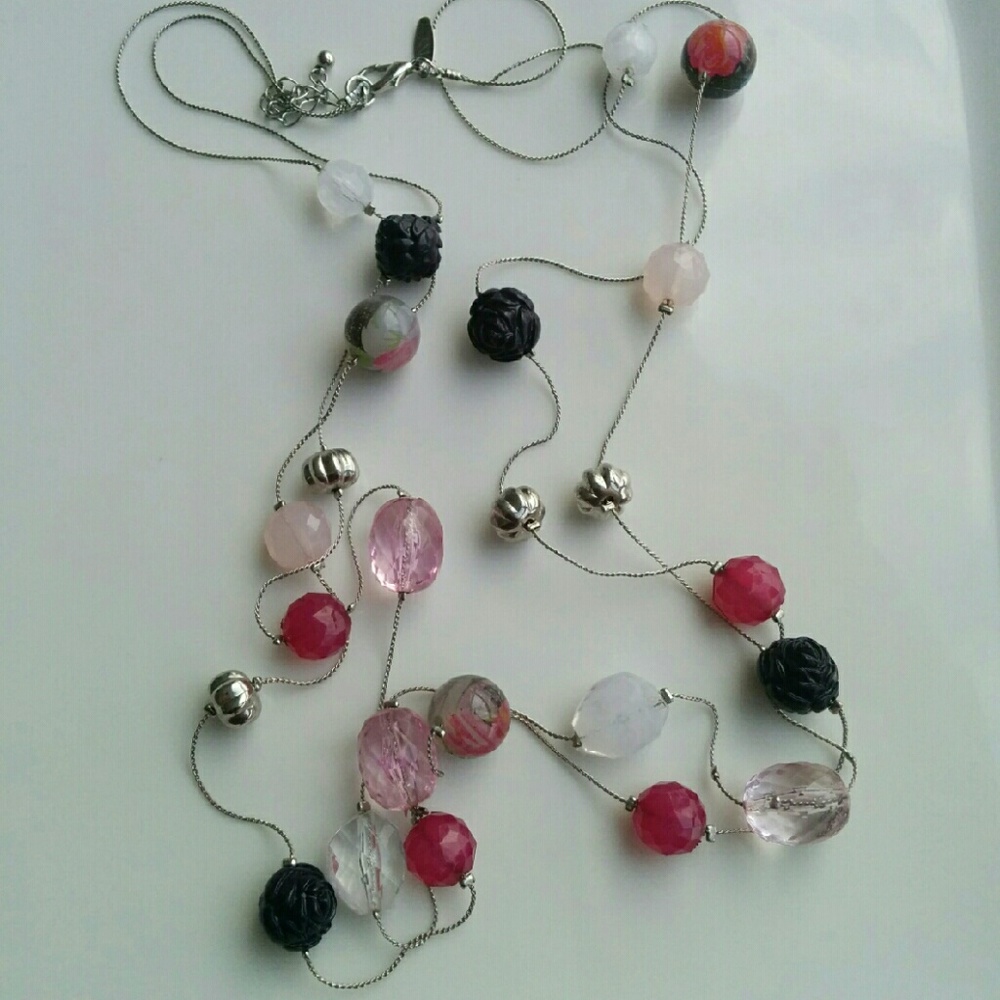 Two- Strand Pink & Purple Beaded Necklace