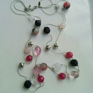 Two- Strand Pink & Purple Beaded Necklace