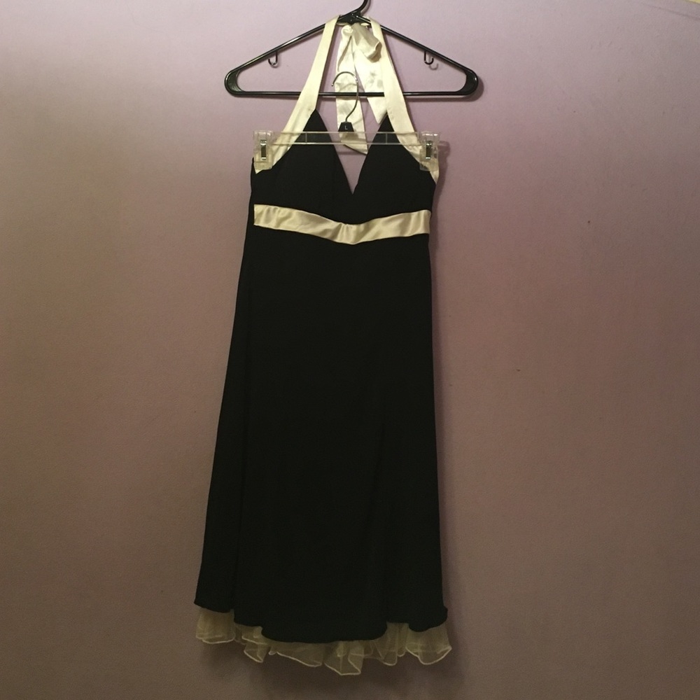 Black and white halter dress