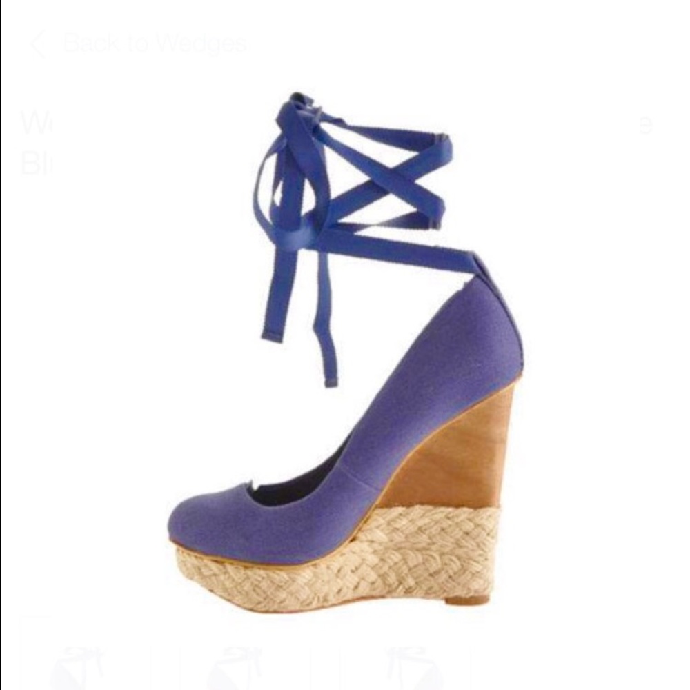 Bcbg Max Azria  blue canvas wedge with a ribbon