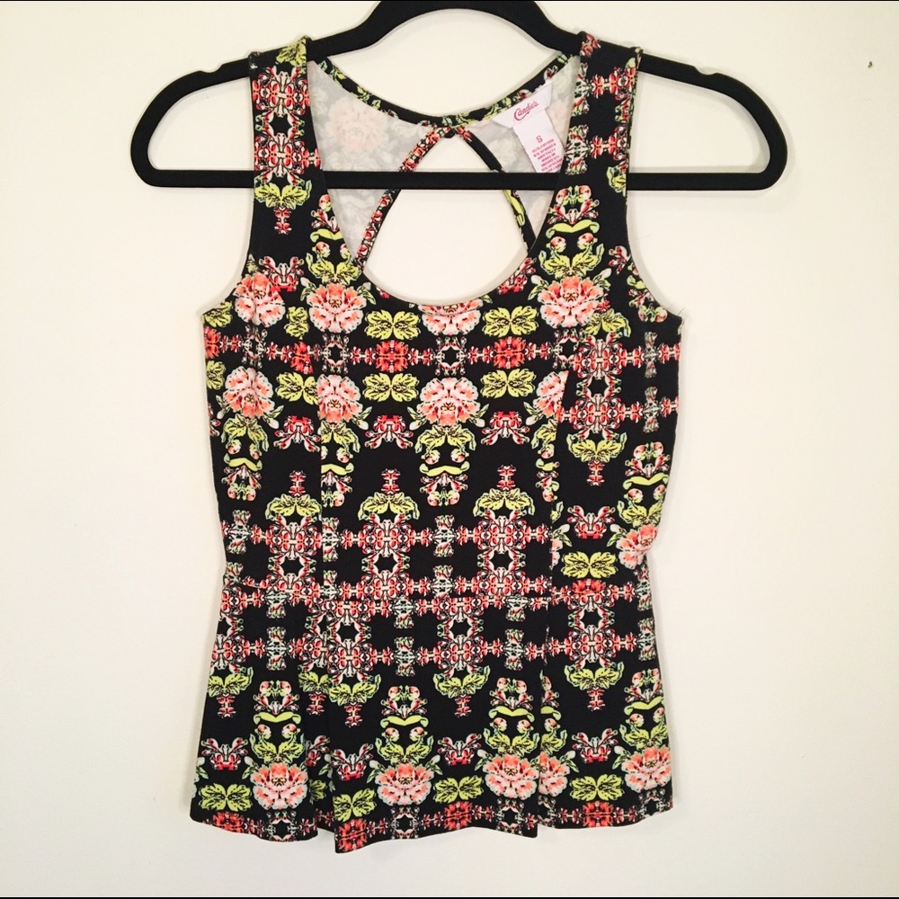🔥2 for $15🔥 Candies Bright Patterned Peplum Tank