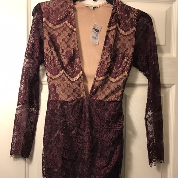 Charlotte Russe Lace Deep V Dress - Picture 2 of 4