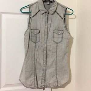 ♠️BERSHKA STUDDED DENIM TOP, LARGE♠️