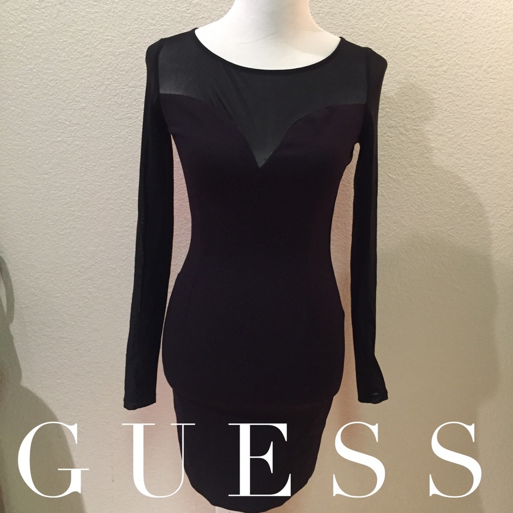 GUESS Black Mesh Sweetheart Dress - Picture 1 of 4
