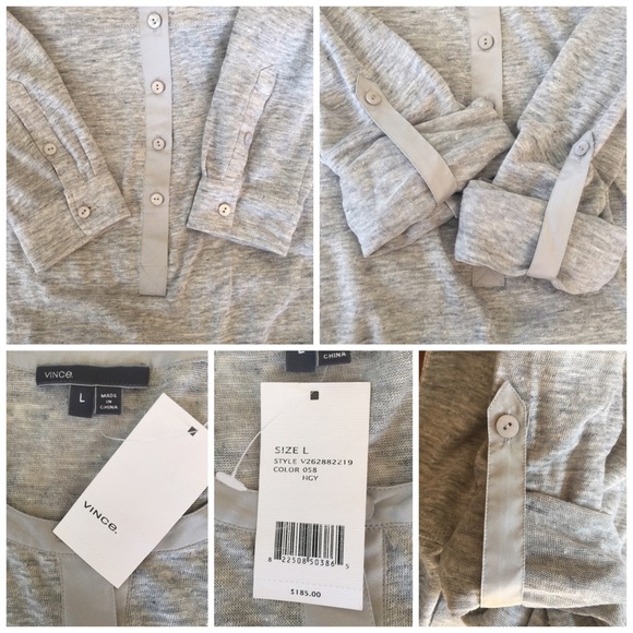 S O L D Linen Henley Top with Silk Trim - Picture 4 of 4