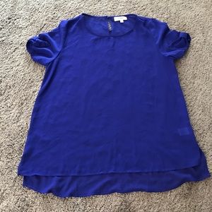 Sheer Blue Top With Bows on Sleeves