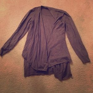 Gray long sleeve sweater with attached cardigan