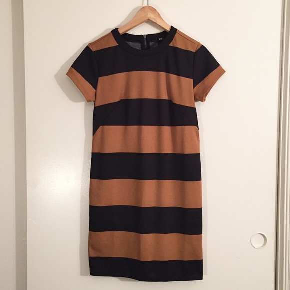 H&M Dresses & Skirts - BLACK & BROWN STRIPED SHIRT DRESS
