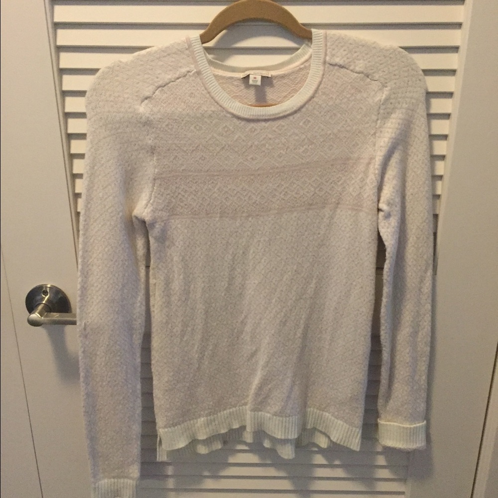 Pink and white crew neck sweater