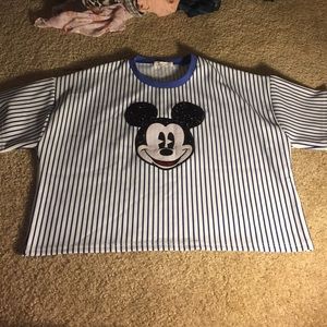 Mickey Mouse blue stripe crop top