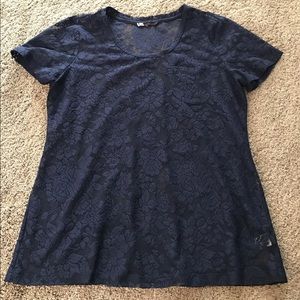 Navy Floral Lace Top With Pocket
