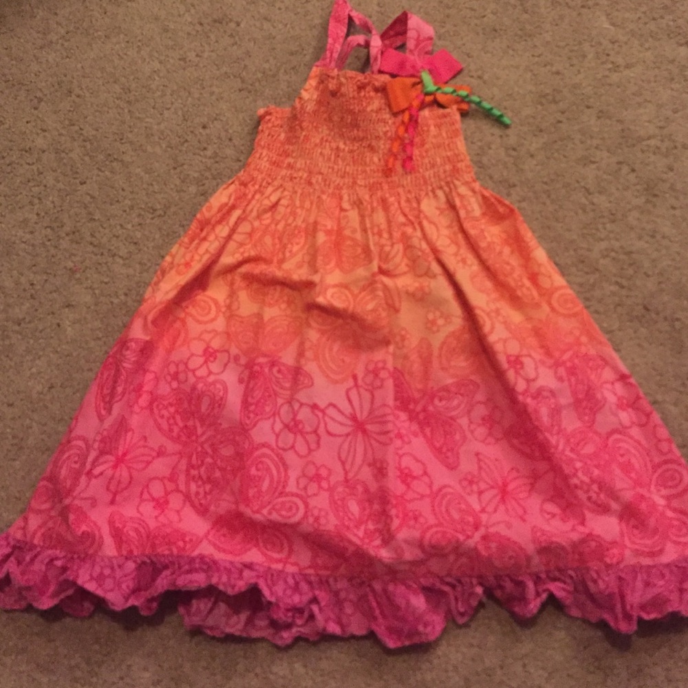 Orange and pink fade girls sundress