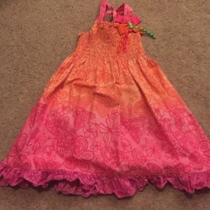 Orange and pink fade girls sundress