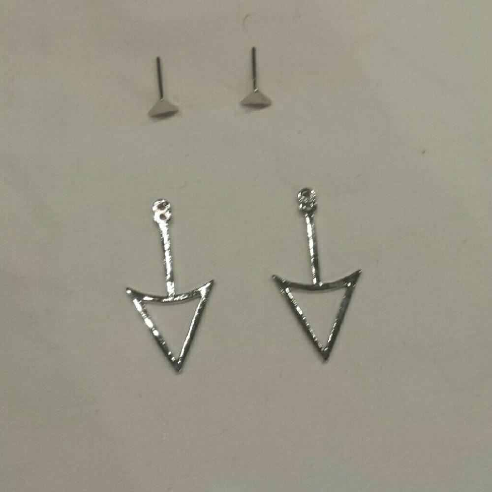 Silver triangle drop earrings