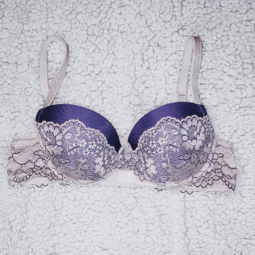 Victoria's Secret Blue and Gold Lace Bra