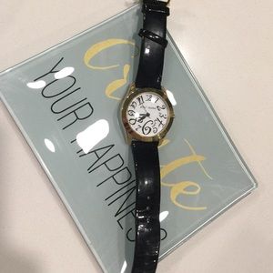 🎁BETSEY JOHNSON ❣️Black Patent Leather Gold Watch