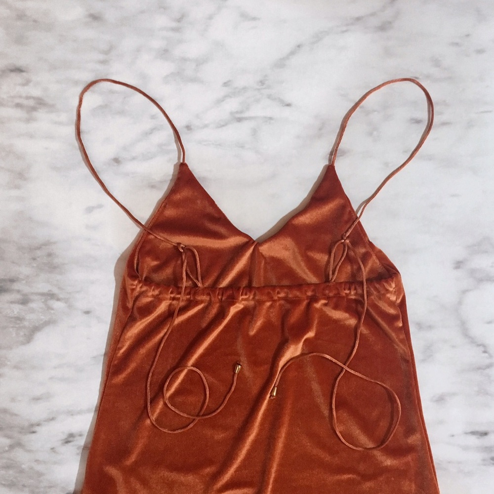burnt orange velvet slip dress - Picture 3 of 4