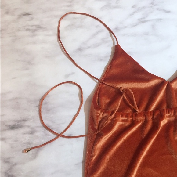 burnt orange velvet slip dress - Picture 4 of 4